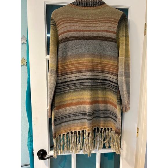 FASHION CONCEPTS Southwestern Longline asymmetric open turtleneck sweater MEDIUM - Picture 2 of 11